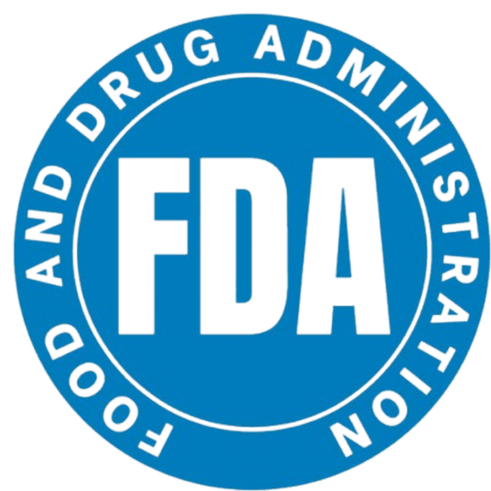 Blue FDA Certificate Logo- approved seal representing a compliant Himalayan salt exporter supplying certified pink salt for international food distribution.